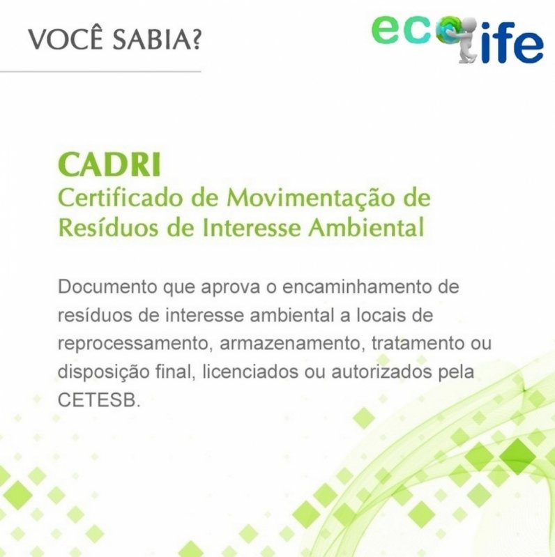 Cadri Cetesb Consulta Preço Brasilândia - Cadri e Cetesb