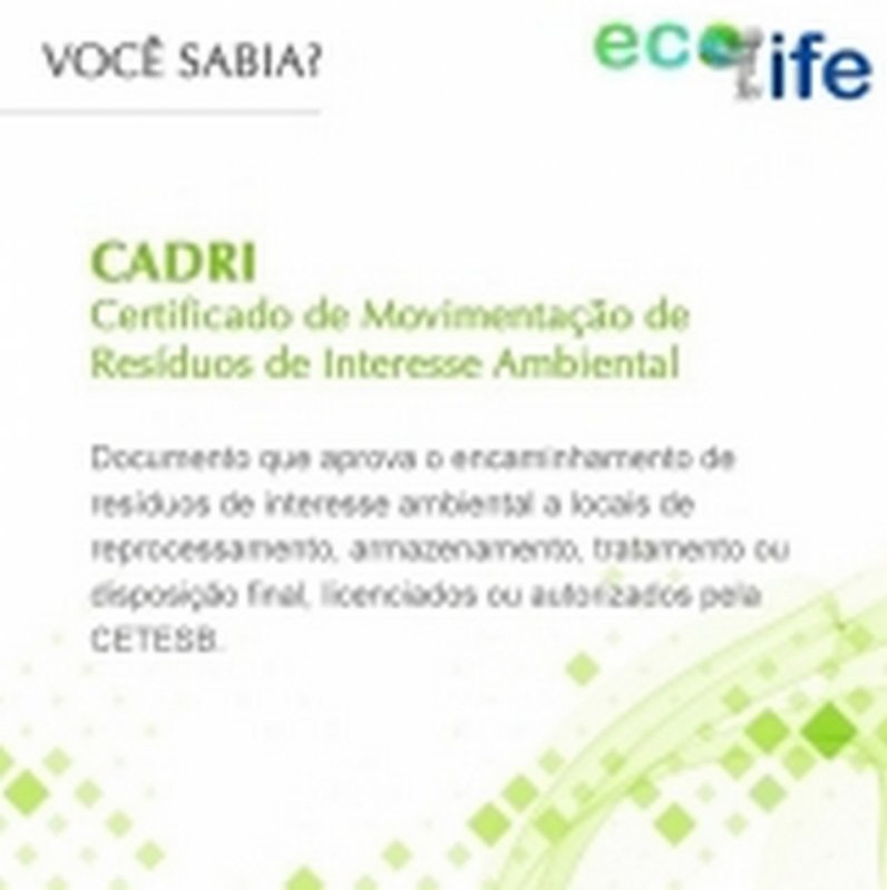 Cadri Coletivos Vila Endres - Certificado de Movimentação de Resíduos de Interesse Ambiental Grande SP