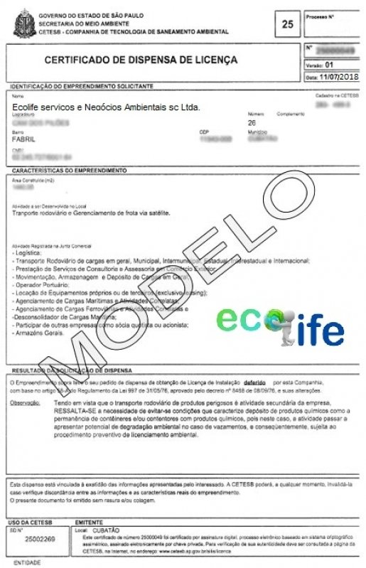 Licença Cetesb Microempresa Jardim Suzana - Licença Cetesb Consulta